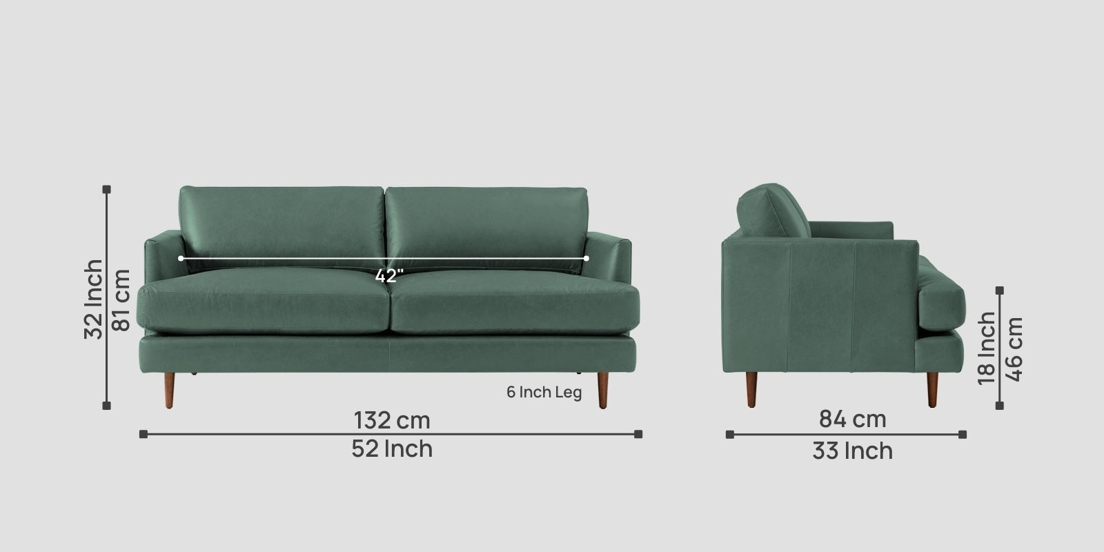 Sterio Leatherette 2 Seater Sofa In Mint Green Colour - Febonic Living