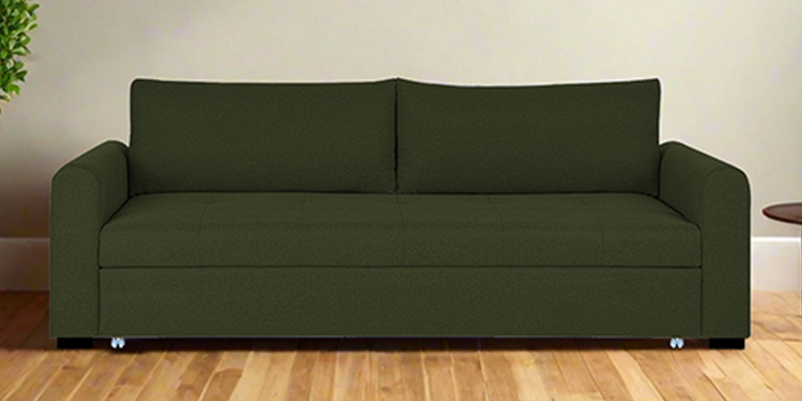 Sigma Fabric 3 Seater Pull Out Sofa Cum Bed In Olive Green Colour - Febonic Living