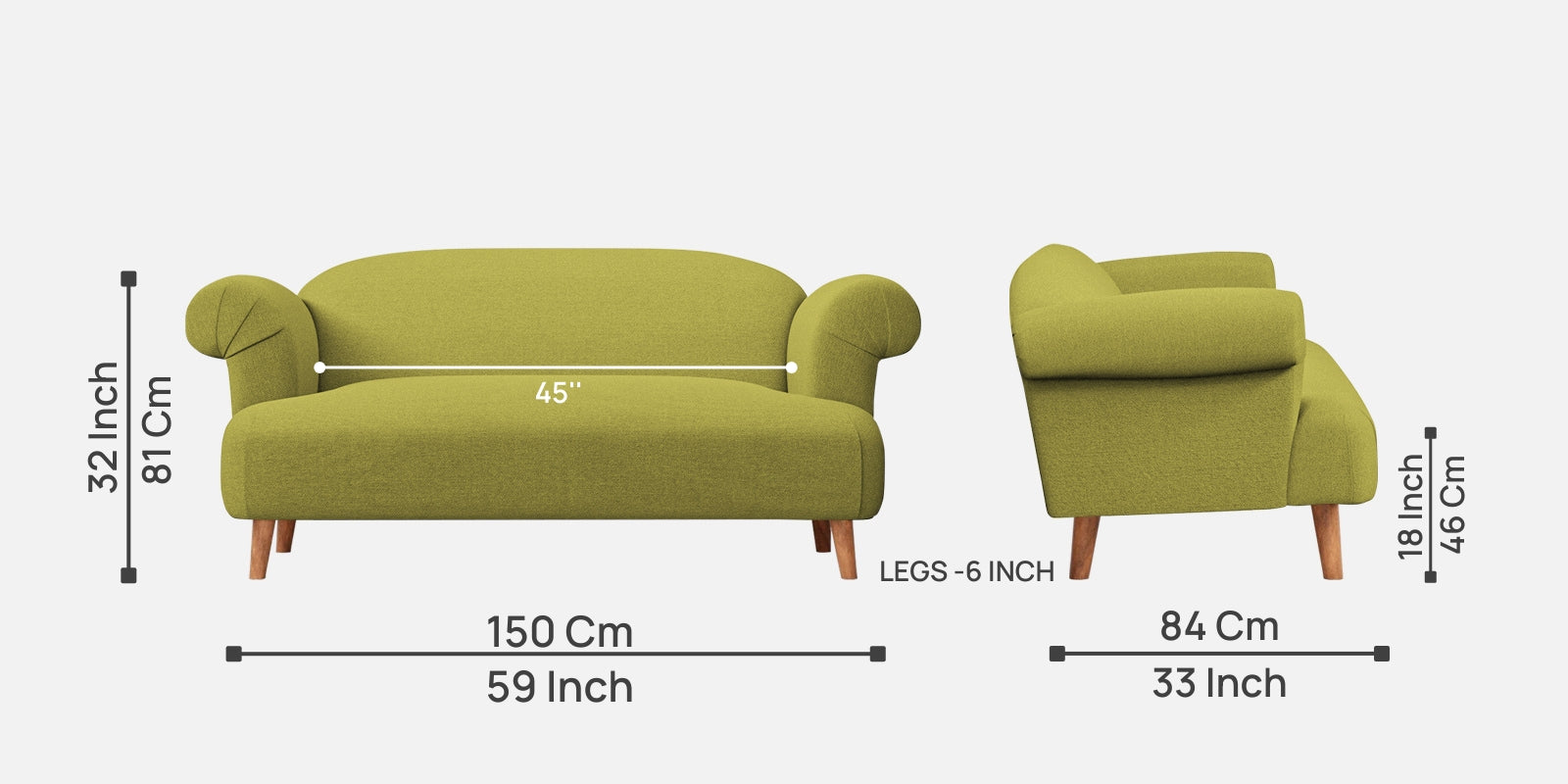 Barber Fabric 2 Seater Sofa In Kelly Green Colour - Febonic Living