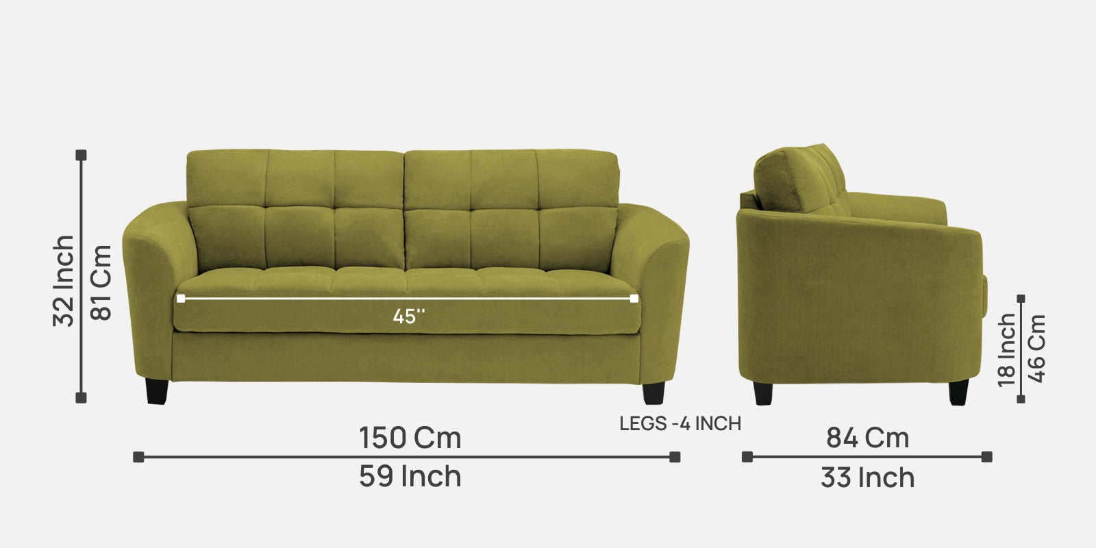Mulan Fabric 2 Seater Sofa In Kelly Green Colour - Febonic Living