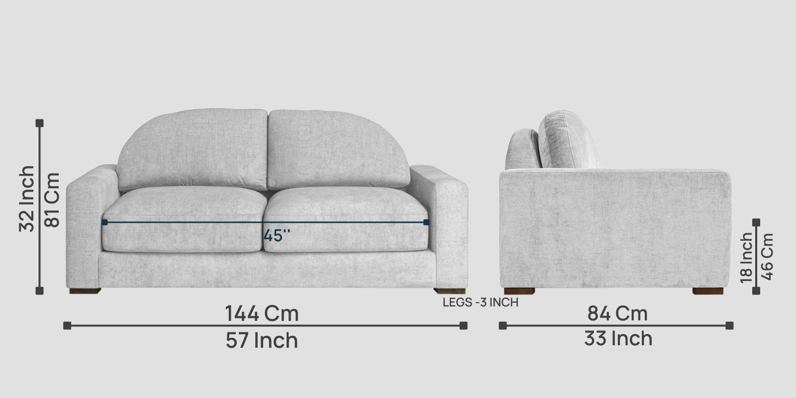 Dara Fabric 2 Seater Sofa In Lit Grey Colour - Febonic Living