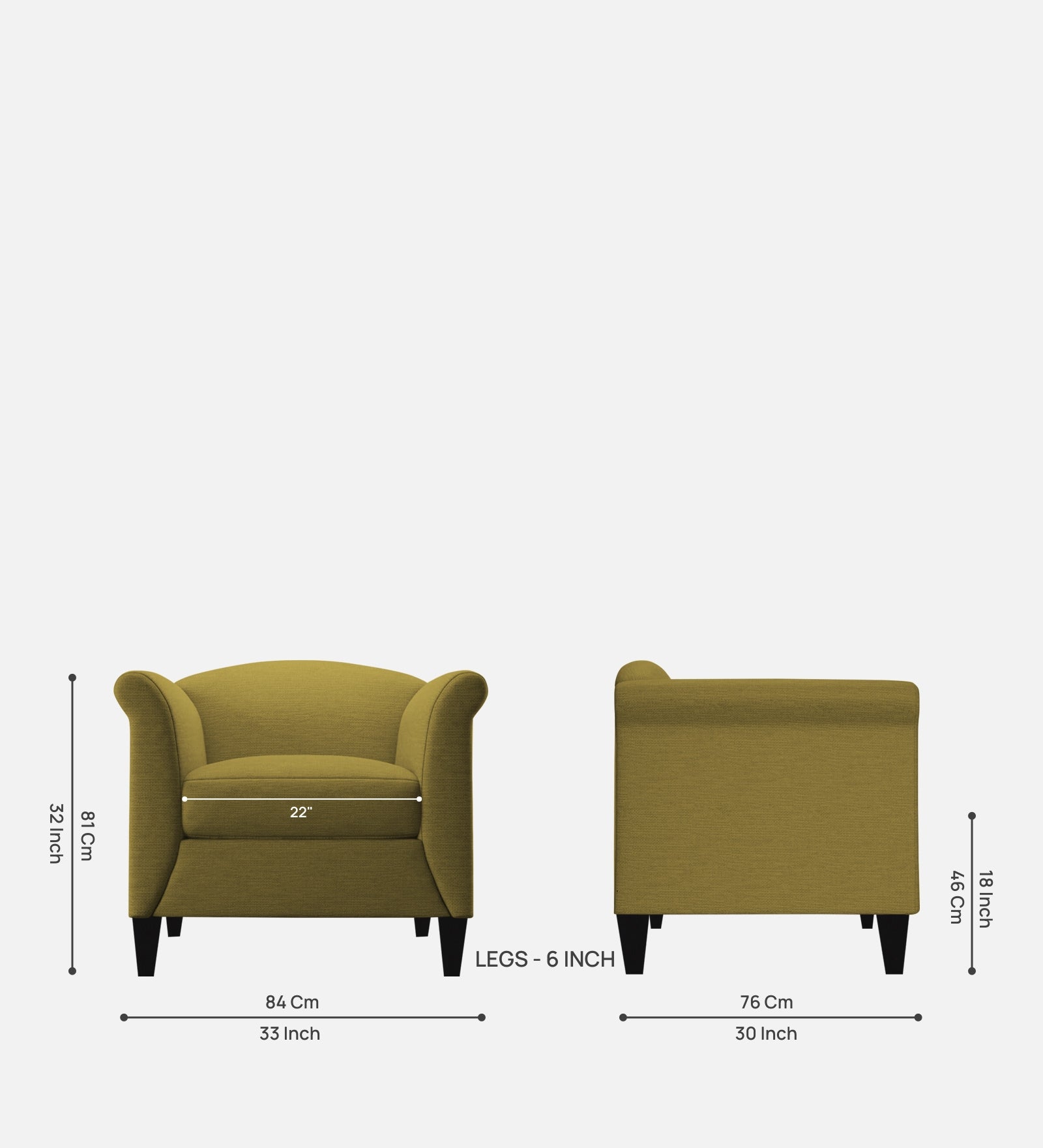 Kimber Fabric 1 Seater Sofa in Parrot Green Colour