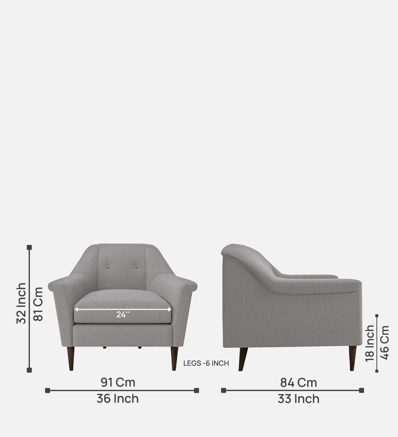 Homer Fabric 1 Seater Sofa In Silver Grey Colour - Febonic Living