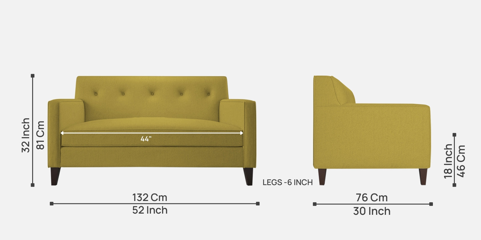 Miller Fabric 2 Seater Sofa In Parrot Green Colour - Febonic Living