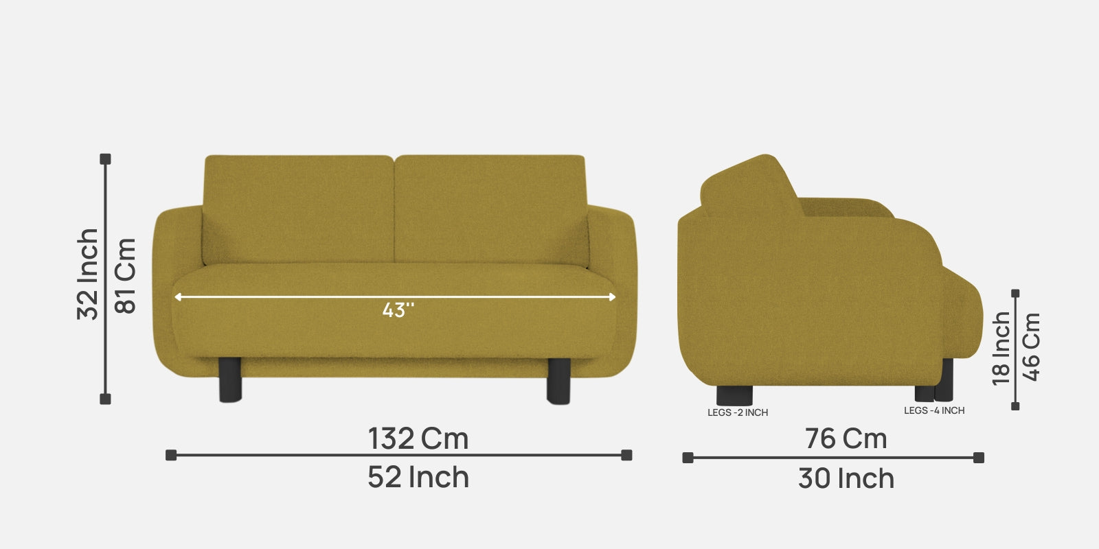 Varu Fabric 2 Seater Sofa In Parrot Green Colour - Febonic Living