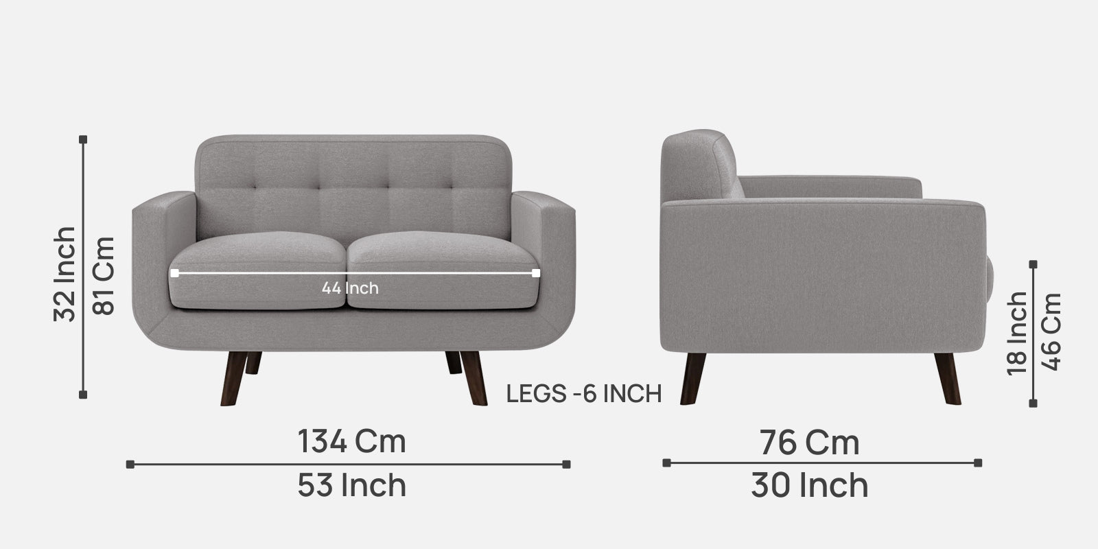 Marsela Fabric 2 Seater Sofa In Silver Grey Colour - Febonic Living