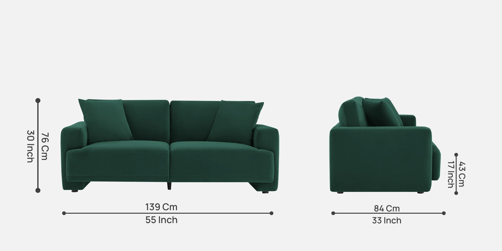 Kosta Velvet 2 Seater Sofa In Forest Green Colour - Febonic Living