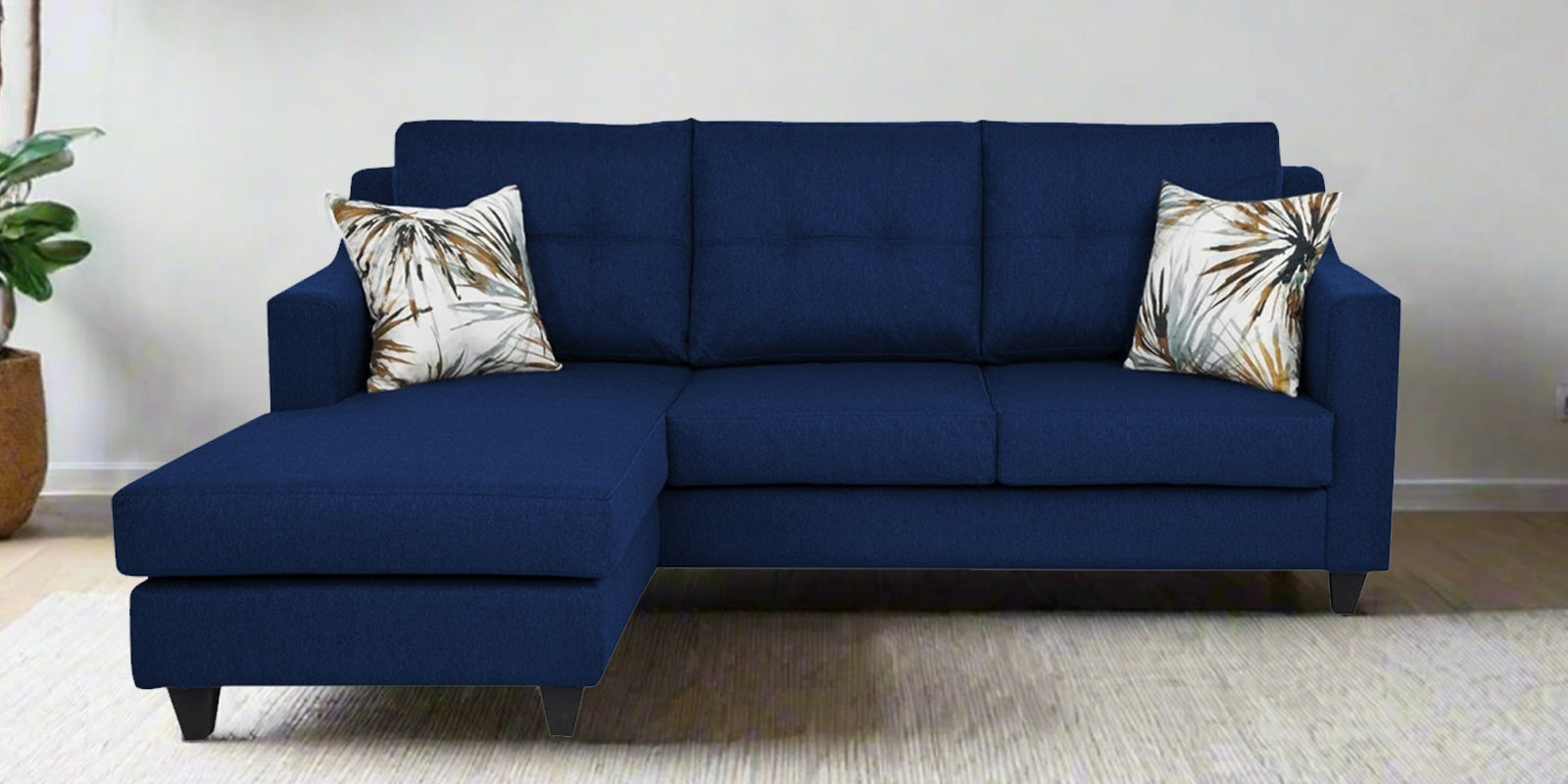 Welly Fabric RHS Sectional Sofa (2+Lounger) In Royal Blue Colour - Febonic Living