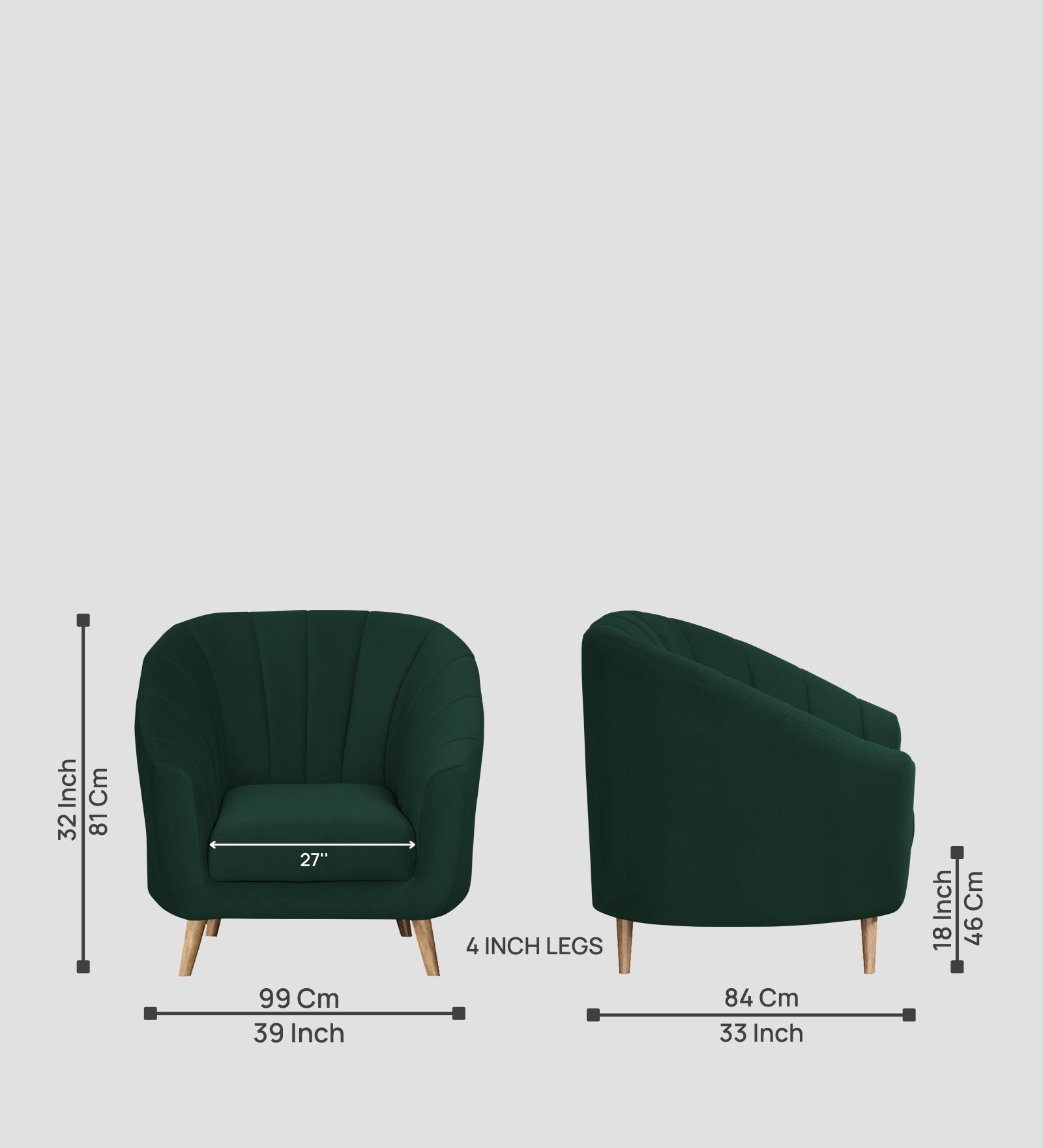 Kaylee Velvet 1 Seater Sofa In Forest Green Colour - Febonic Living