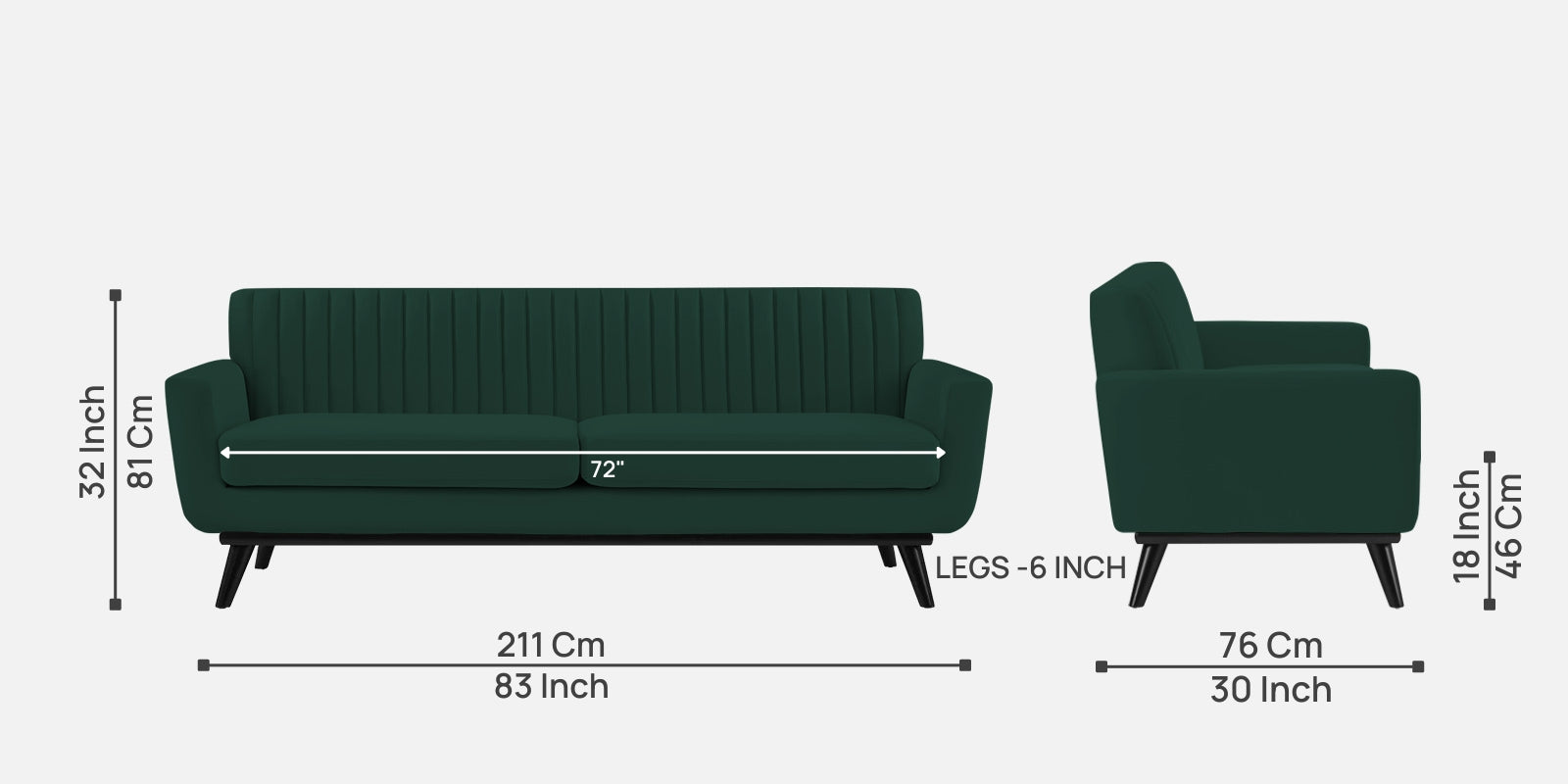 Tucker Velvet 3 Seater Sofa In Forest Green Colour - Febonic Living