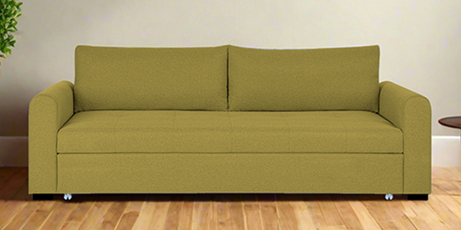 Sigma Fabric 3 Seater Pull Out Sofa Cum Bed In Parrot Green Colour - Febonic Living