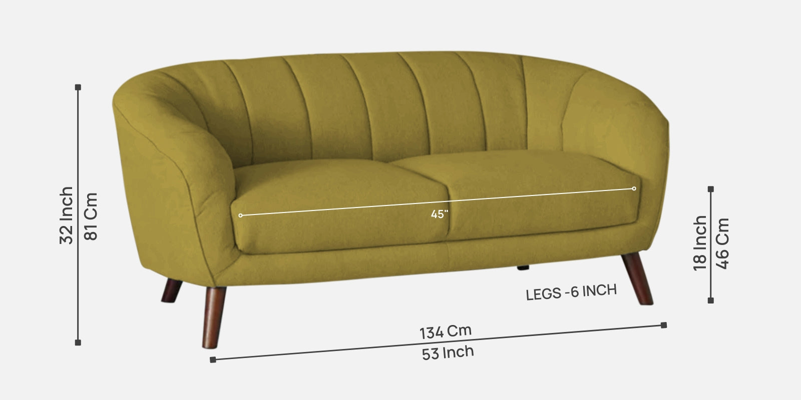 Benjamin Fabric 2 Seater Sofa In Parrot Green Colour - Febonic Living