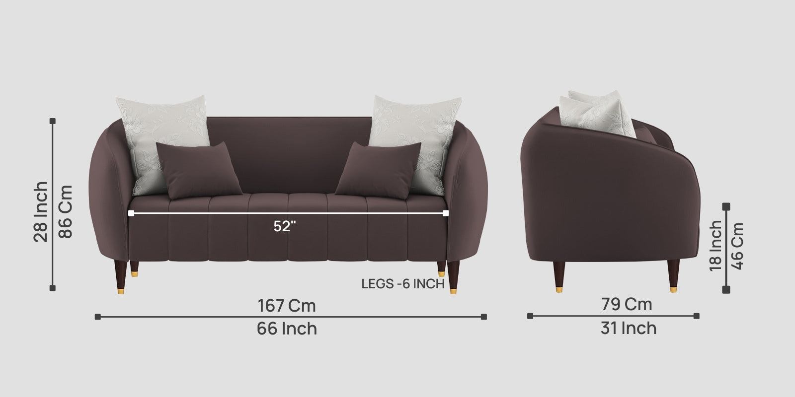 Hairo Velvet 2 Seater Sofa In Mocha Brown Colour - Febonic Living