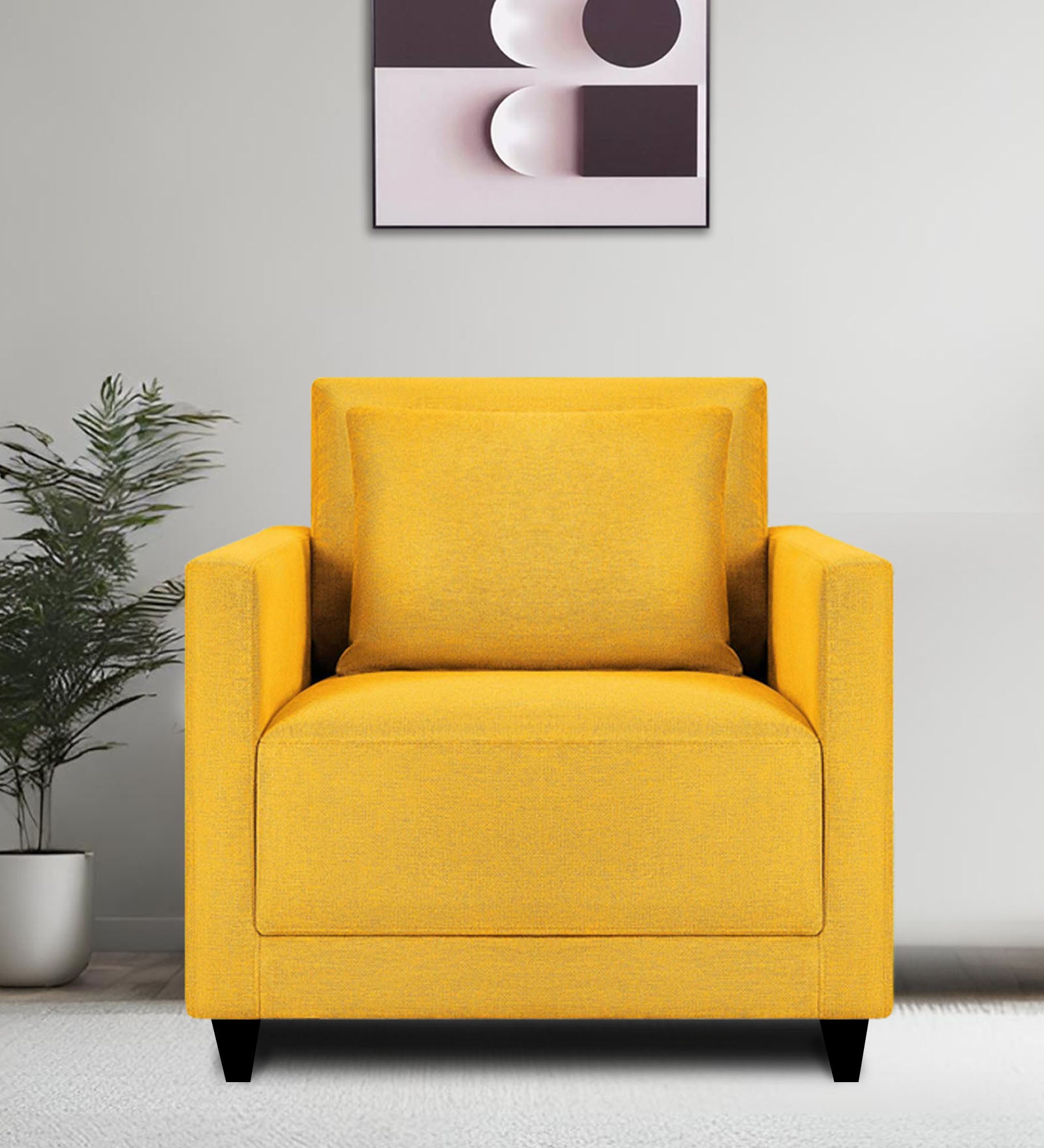 Kera Fabric 1 Seater Sofa In Bold Yellow Colour - Febonic Living