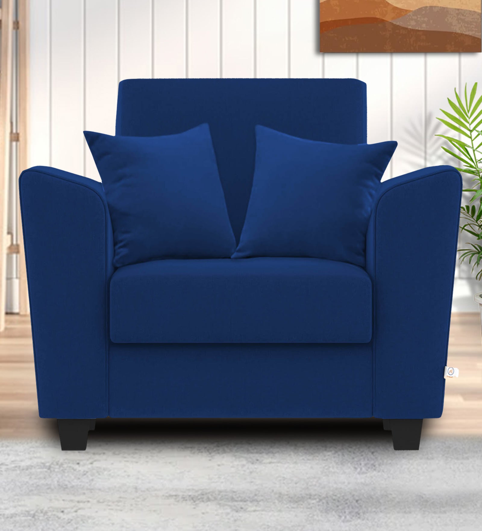 Daku Fabric 1 Seater Sofa In Royal blue Colour - Febonic Living
