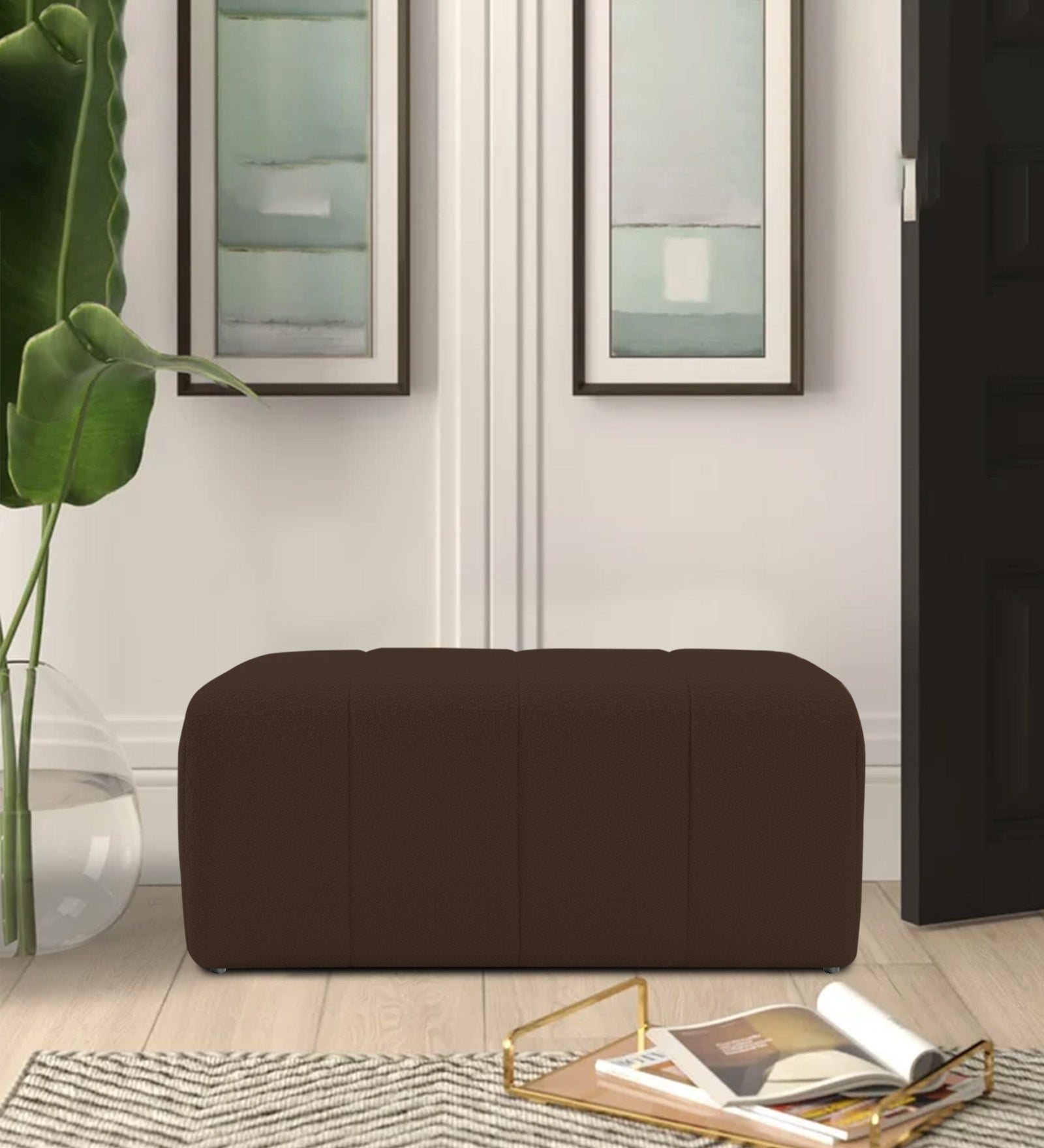 Lark Boucle Bench In Bringo Brown Colour - Febonic Living