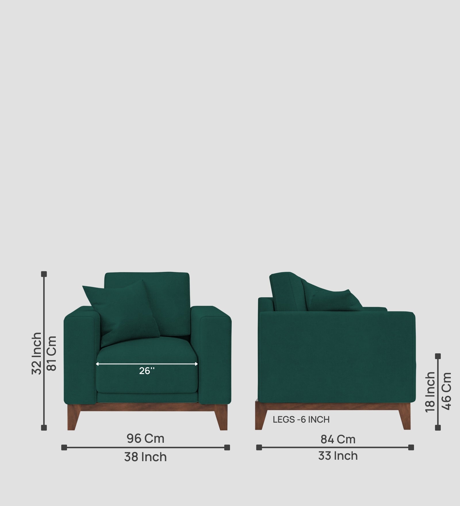 Luca Fabric 1 Seater Sofa In Sage Green Colour - Febonic Living