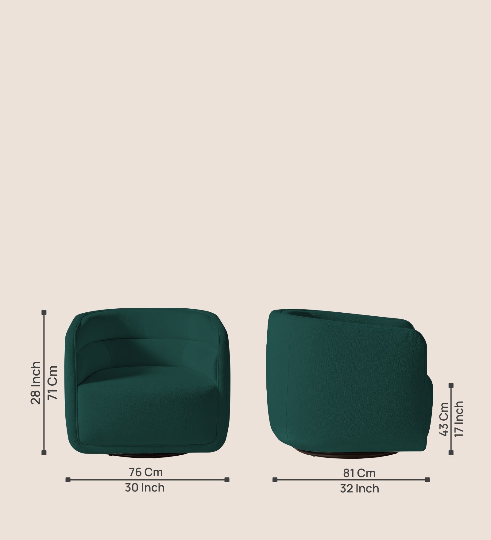 Ria Fabric Swivel Chair in Sage Green Colour