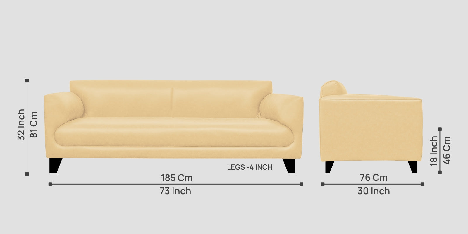 Convi Leatherette 3 Seater Sofa in Peach Beige Colour