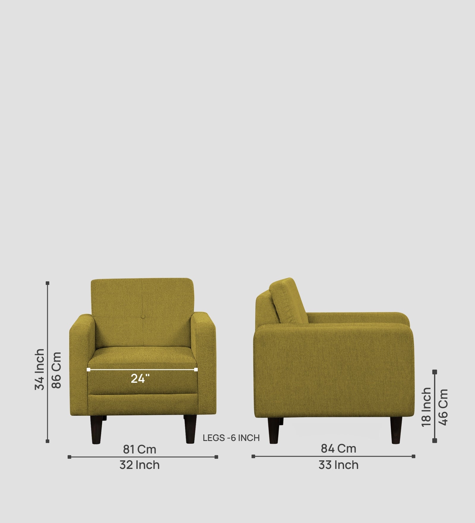 Noha Fabric 1 Seater Sofa In Parrot Green Colour - Febonic Living