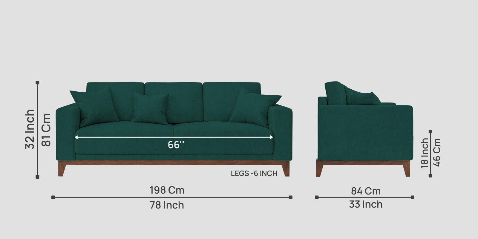 Luca Fabric 3 Seater Sofa In Sage Green Colour - Febonic Living