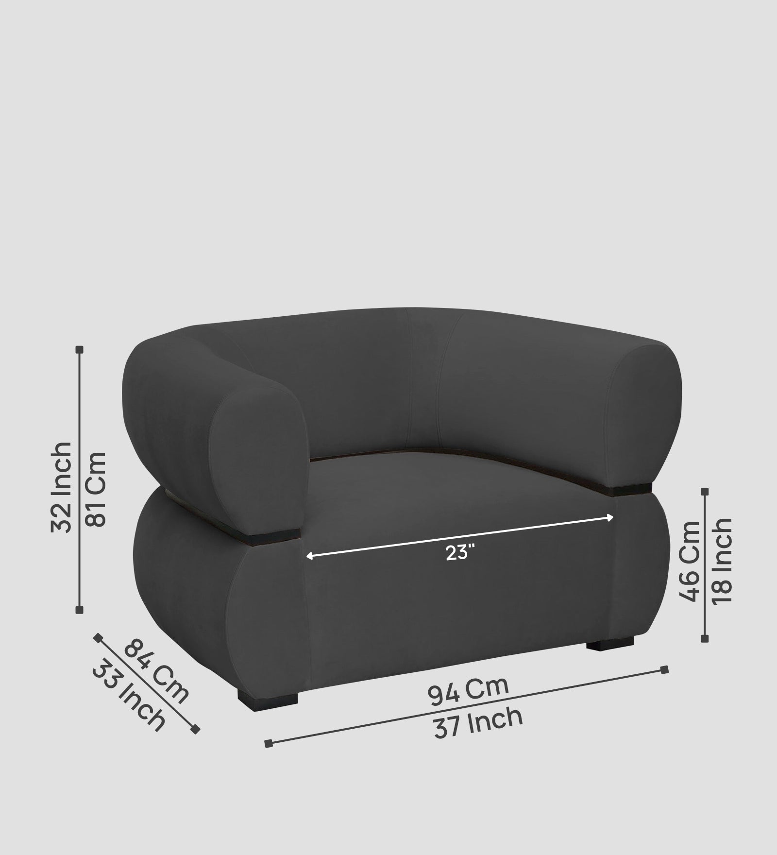 Kula Velvet 1 Seater Sofa In Davy Grey Colour - Febonic Living