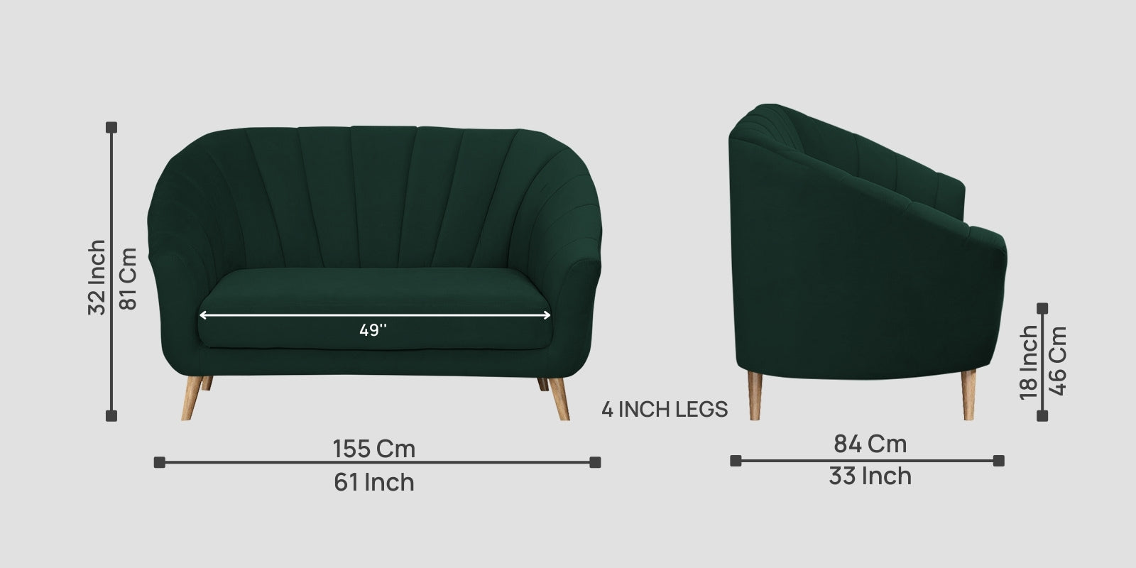 Kaylee Velvet 2 Seater Sofa In Forest Green Colour - Febonic Living