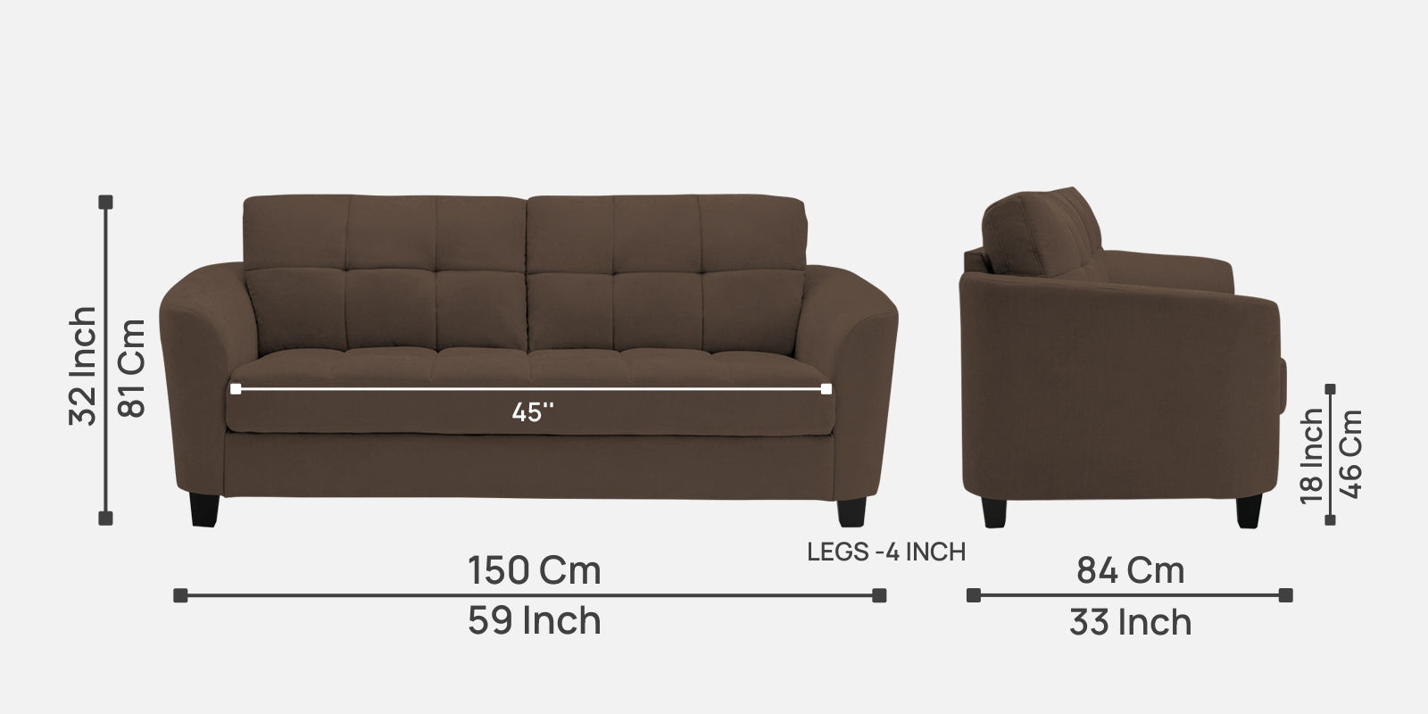 Mulan Fabric 2 Seater Sofa In Rose Brown Colour - Febonic Living