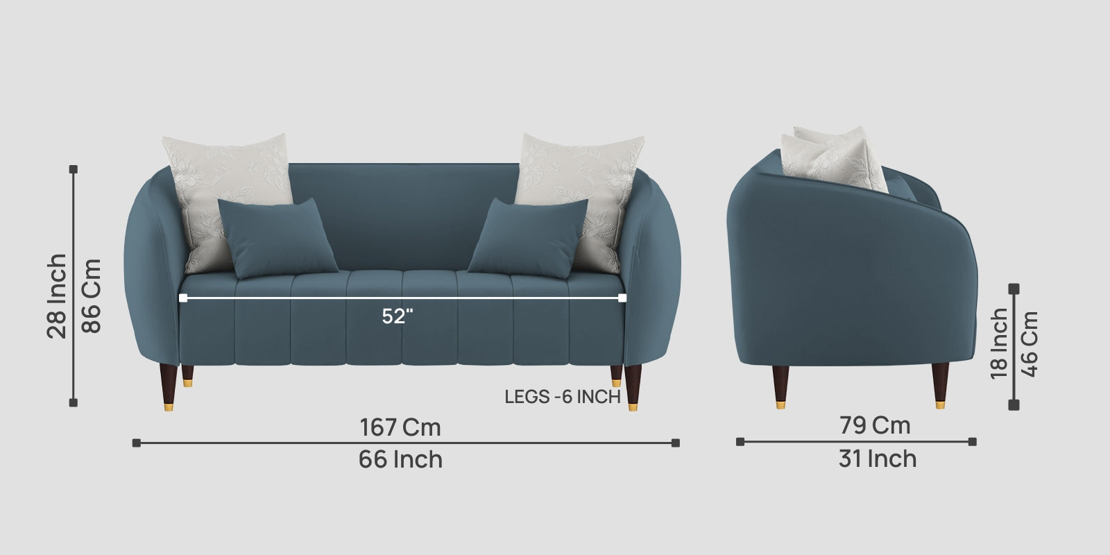 Hairo Velvet 2 Seater Sofa In Oxford Blue Colour - Febonic Living