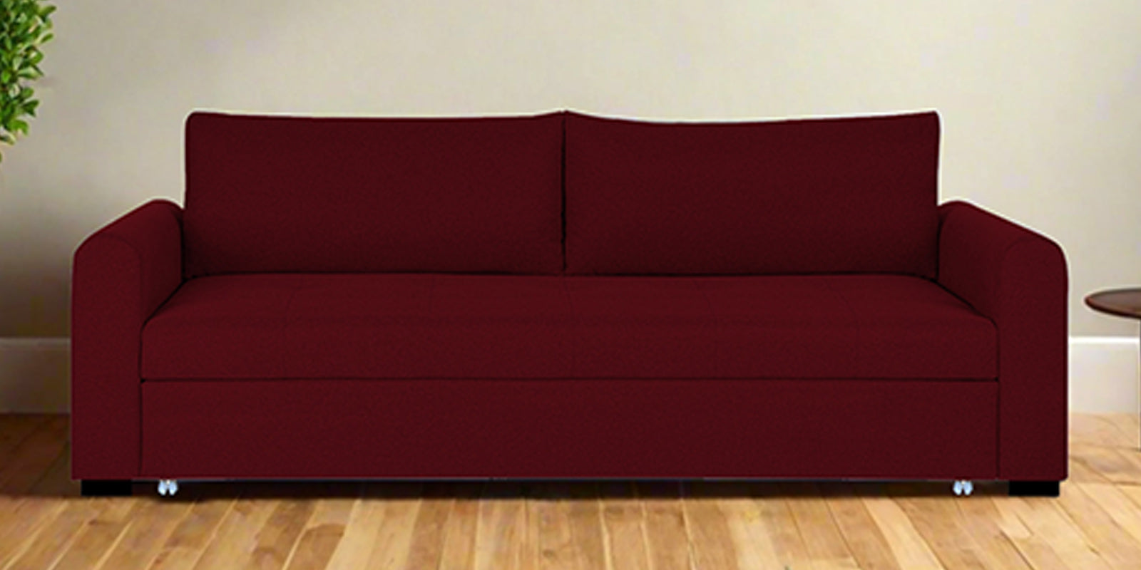 Sigma Fabric 3 Seater Pull Out Sofa Cum Bed In Ruby Red Colour - Febonic Living