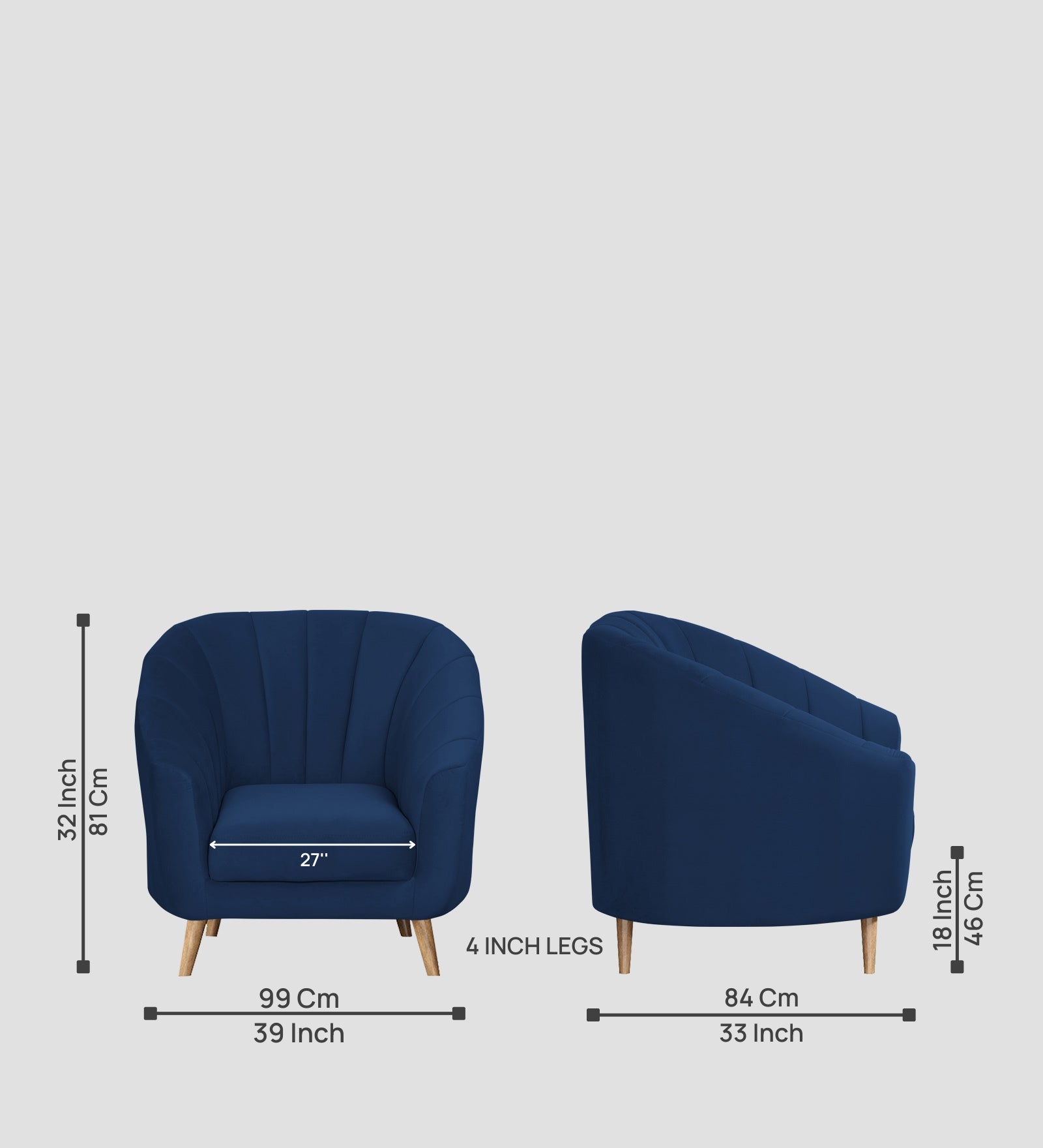 Kaylee Velvet 1 Seater Sofa In Imperial Blue Colour - Febonic Living