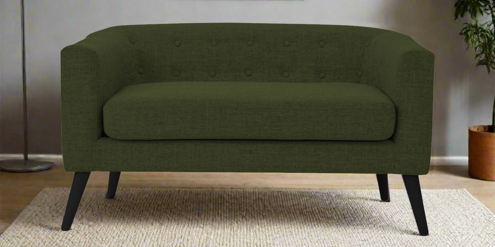 Casper Fabric 2 Seater Sofa In Olive Green Colour - Febonic Living