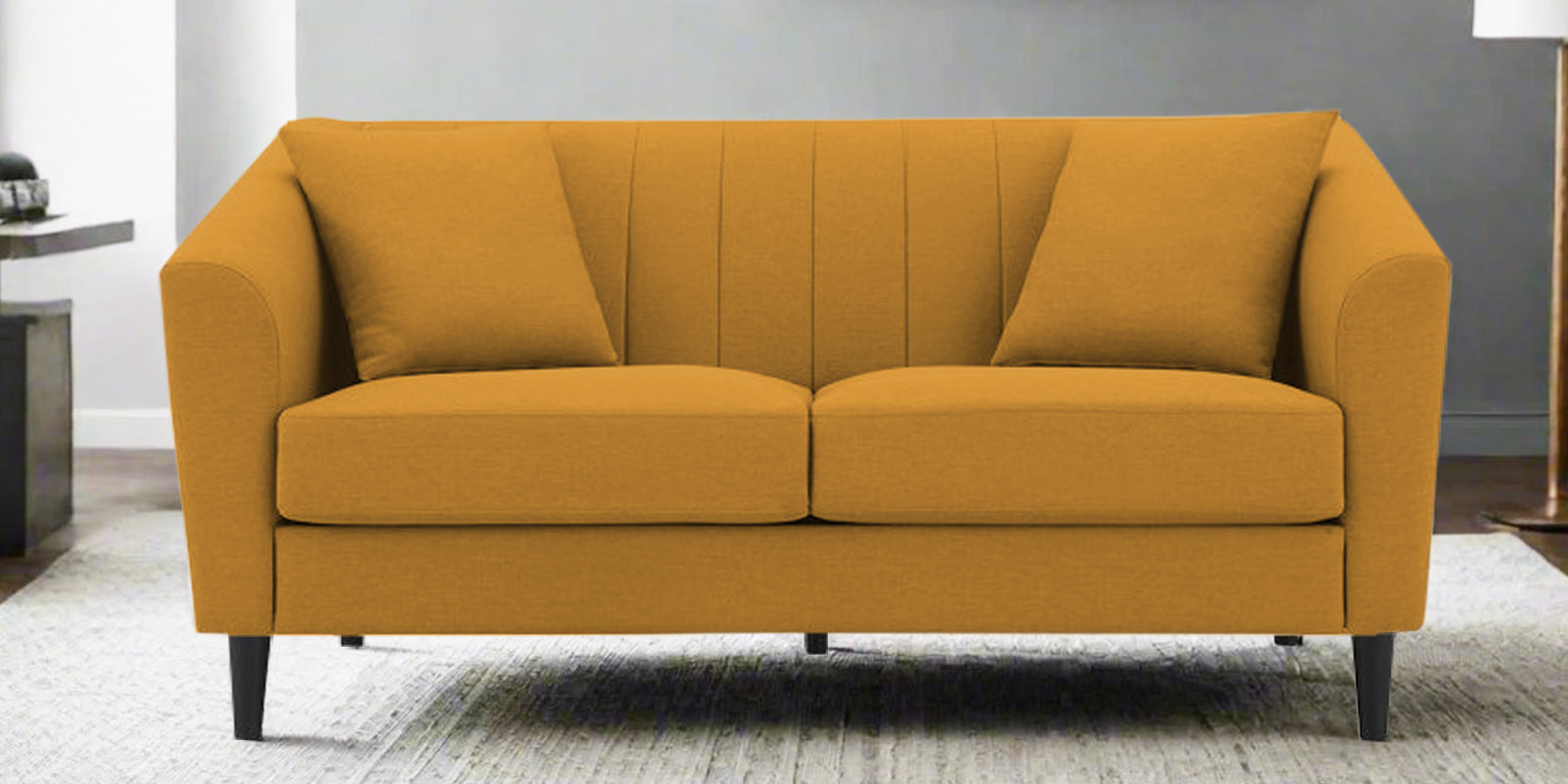 Polon Fabric 2 Seater Sofa In Corn Yellow Colour - Febonic Living