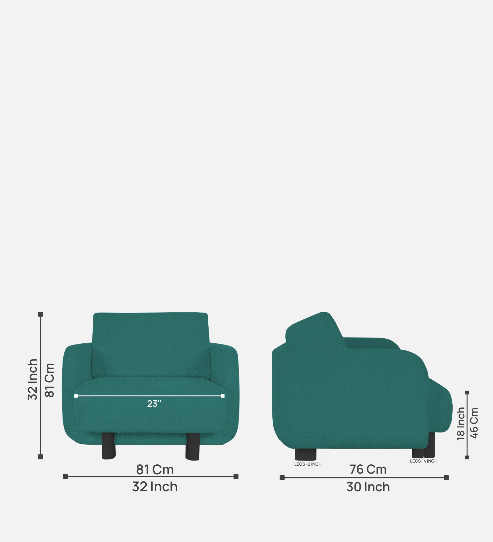 Varu Fabric 1 Seater Sofa In Sea Green Colour - Febonic Living