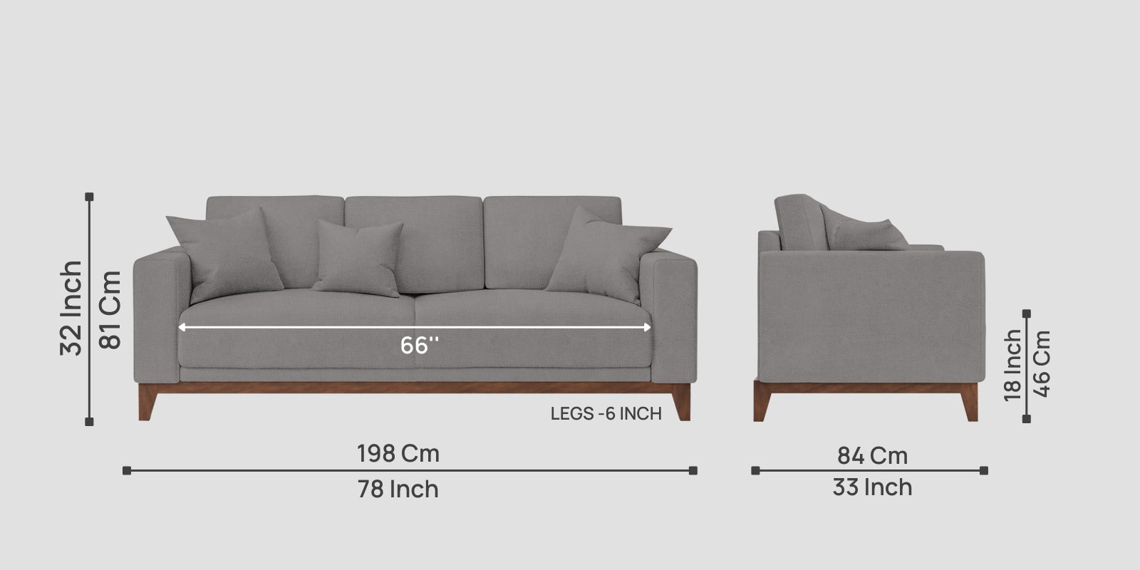 Luca Fabric 3 Seater Sofa In Silver Grey Colour - Febonic Living