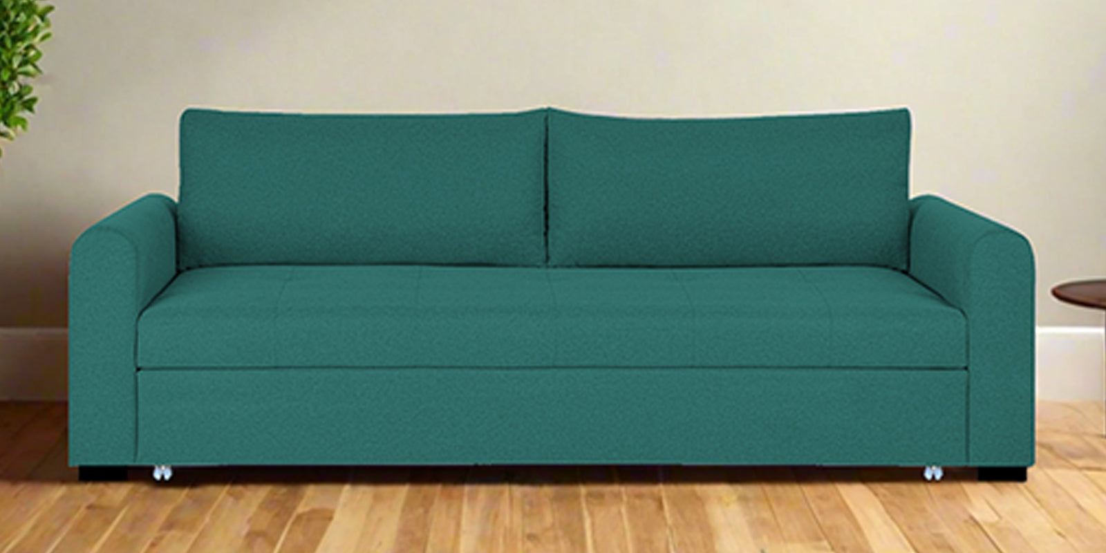 Sigma Fabric 3 Seater Pull Out Sofa Cum Bed In Sea Green Colour - Febonic Living