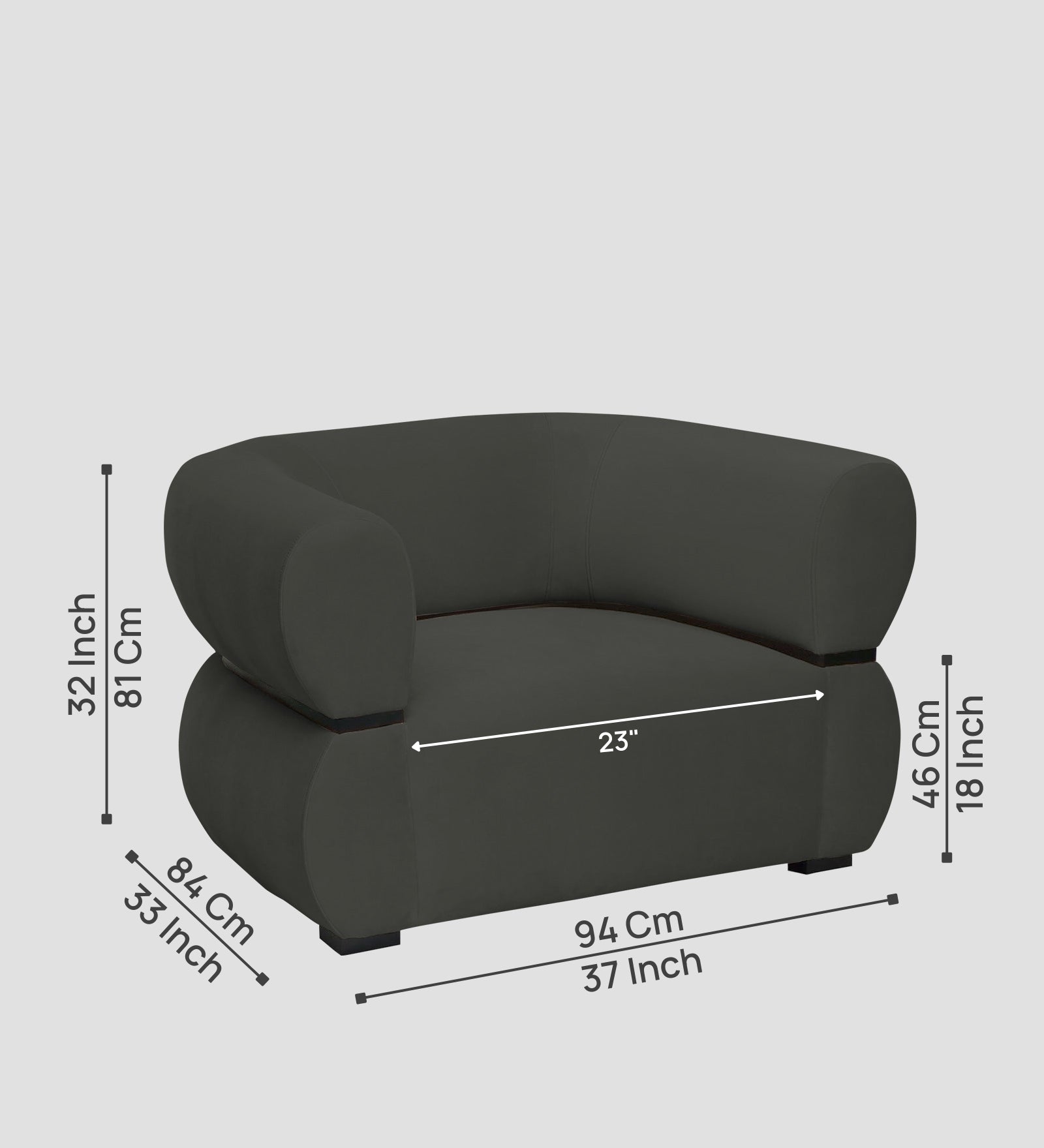 Kula Velvet 1 Seater Sofa In Hory Grey Colour - Febonic Living