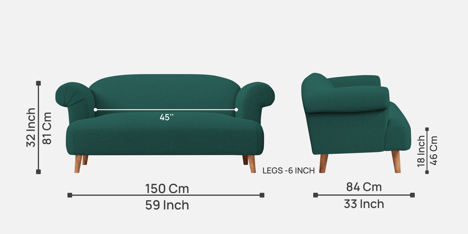 Barber Fabric 2 Seater Sofa In Sage Green Colour - Febonic Living