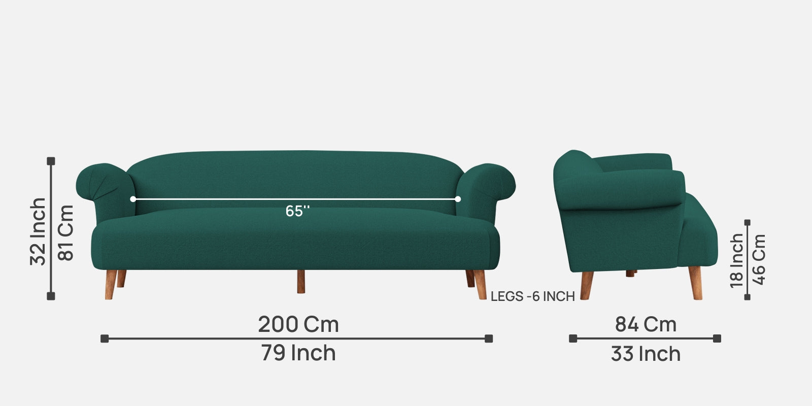 Barber Fabric 3 Seater Sofa In Sage Green Colour - Febonic Living