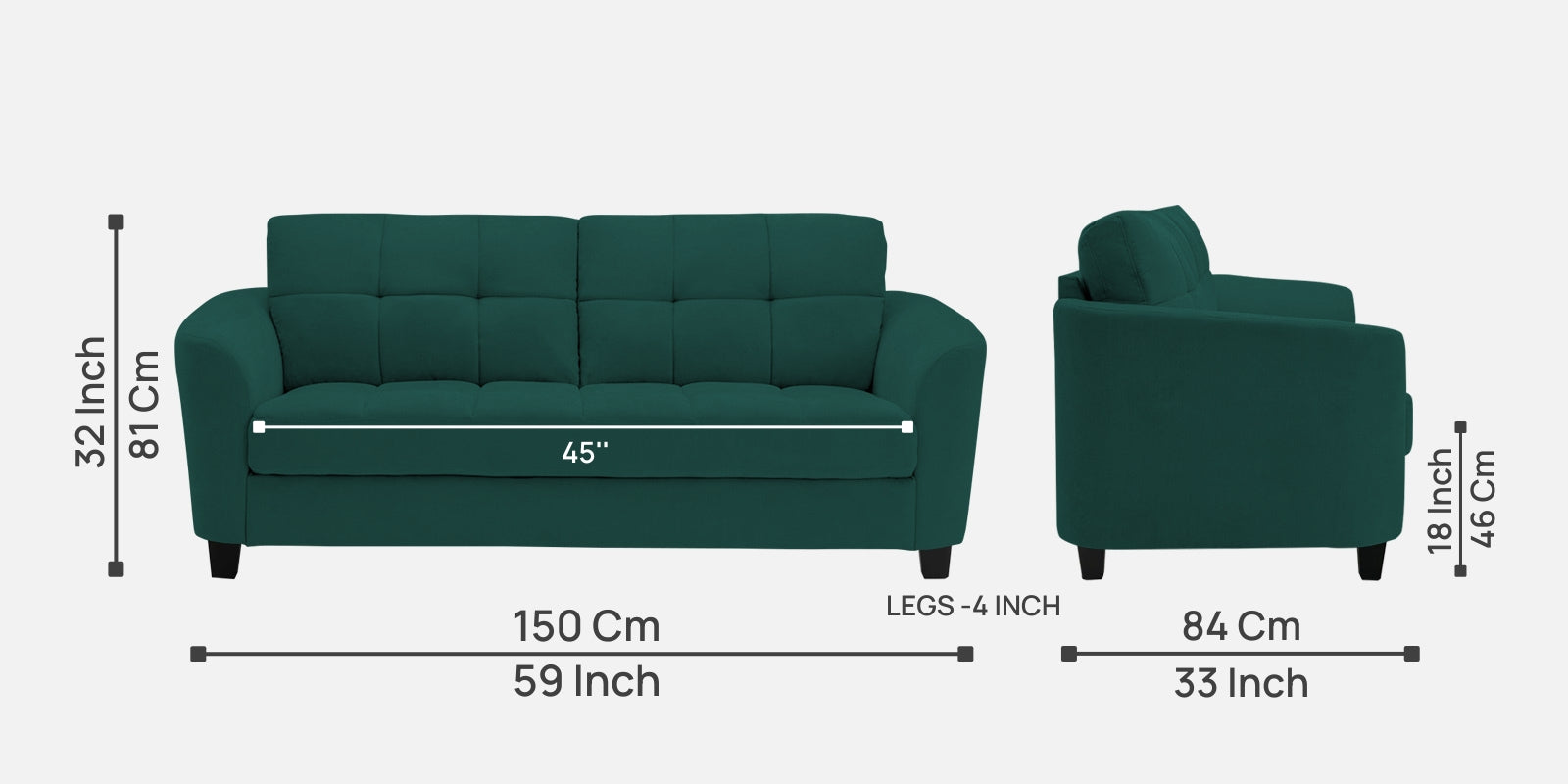 Mulan Fabric 2 Seater Sofa In Sage Green Colour - Febonic Living
