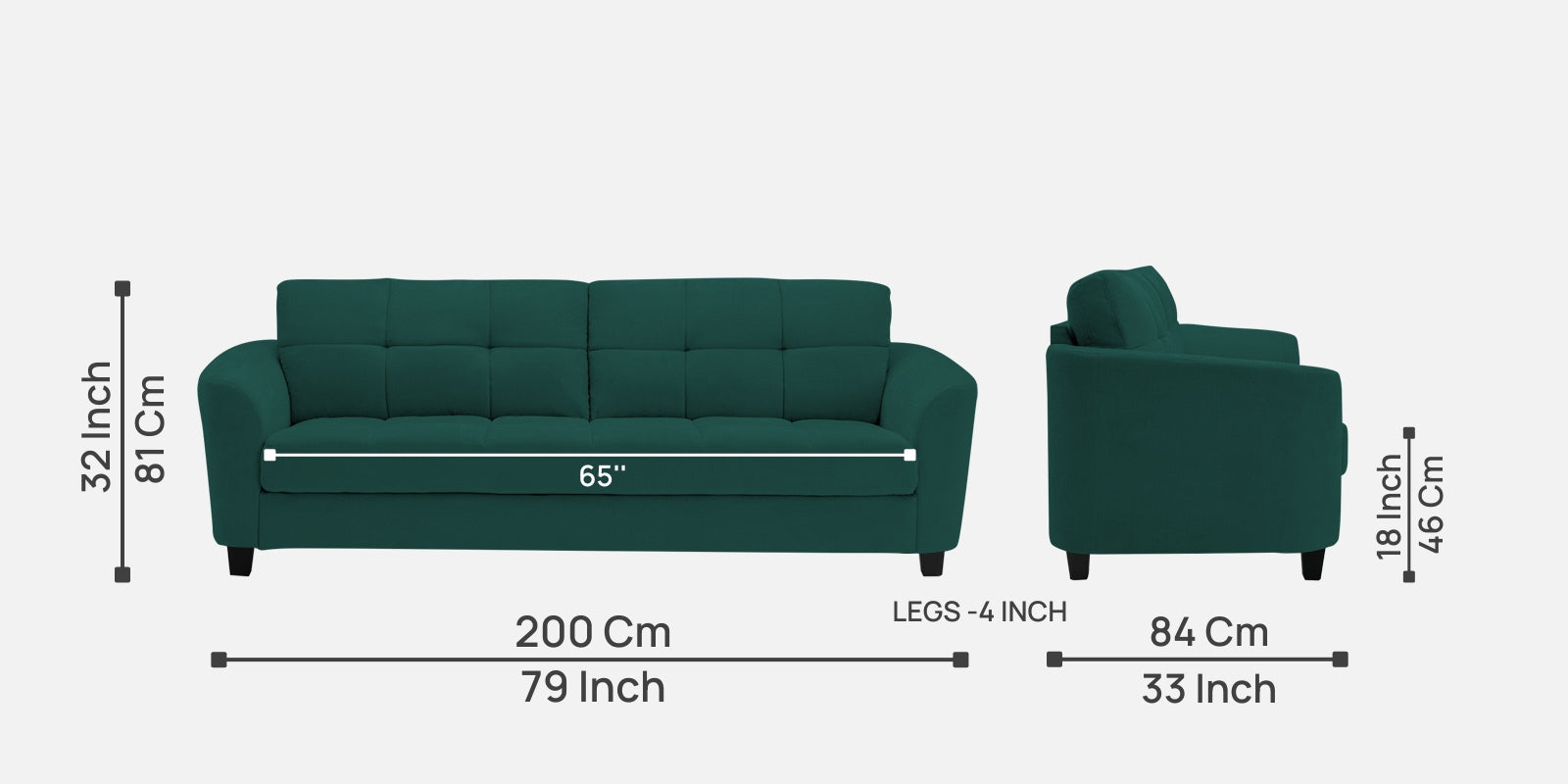 Mulan Fabric 3 Seater Sofa In Sage Green Colour - Febonic Living