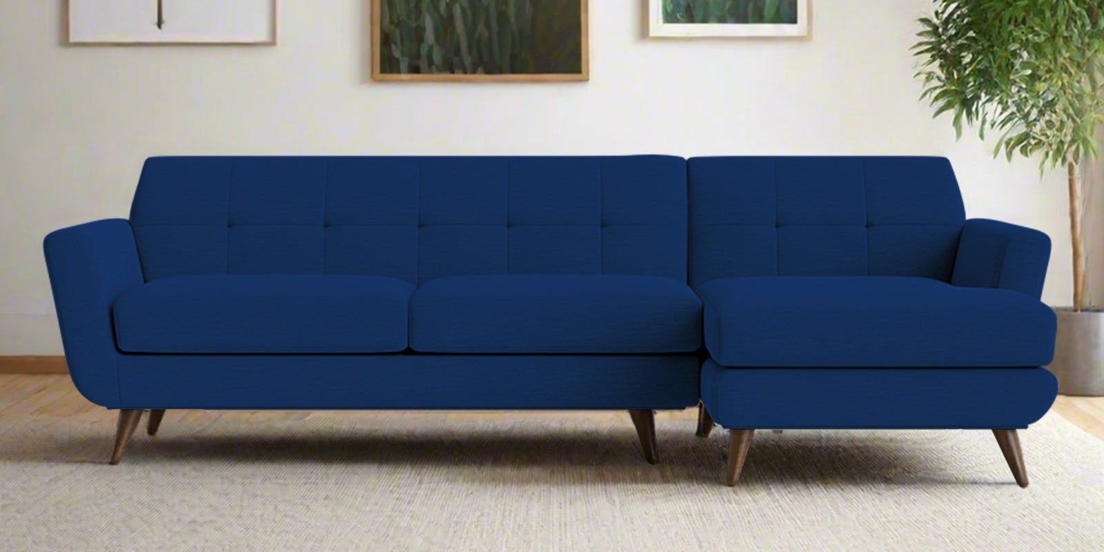 Jasmin Fabric LHS Sectional Sofa (3+ Lounger)In Royal Blue Colour - Febonic Living