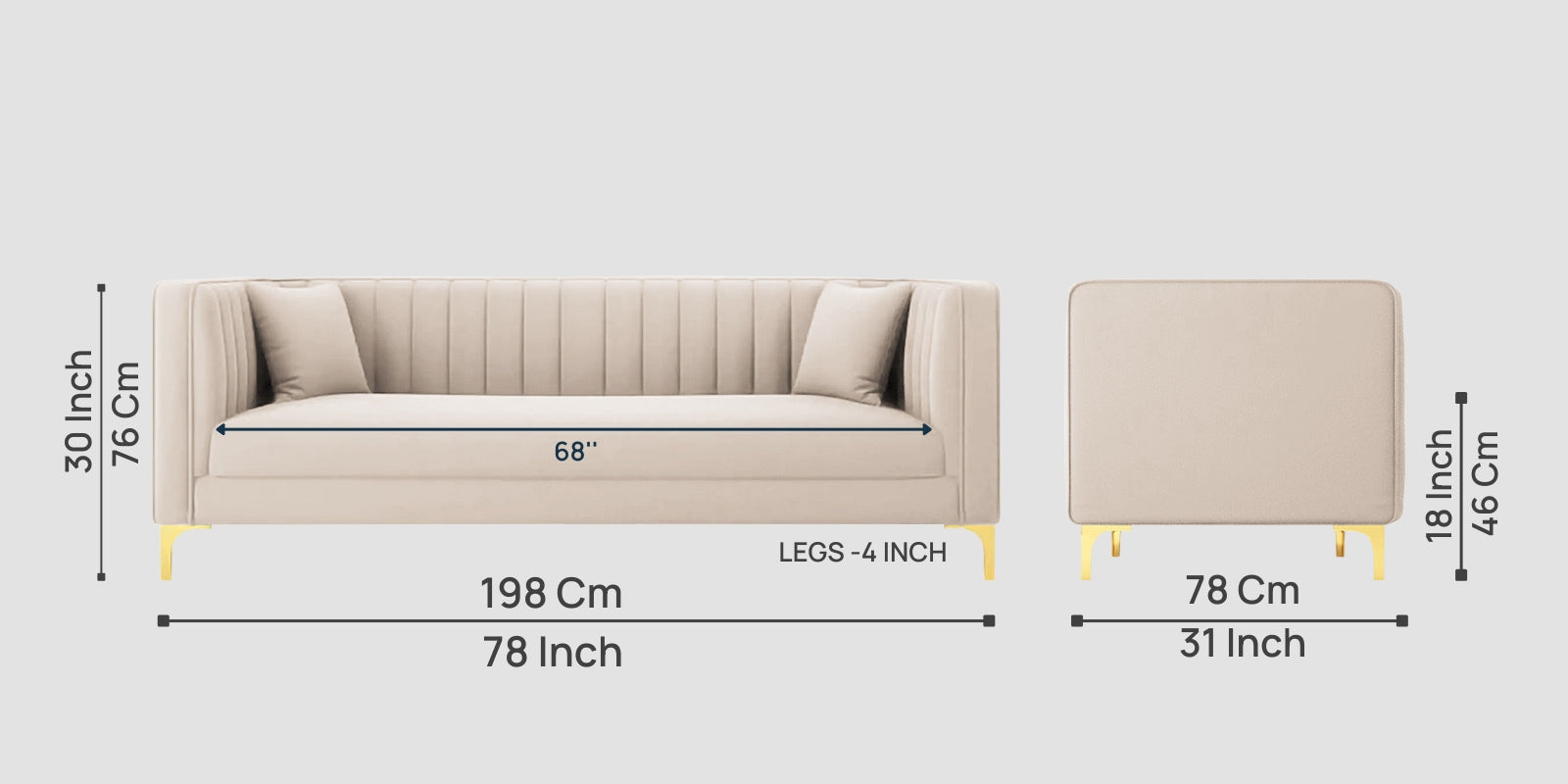 Saban Velvet 3 Seater Sofa in Camel Beige Colour - Febonic Living