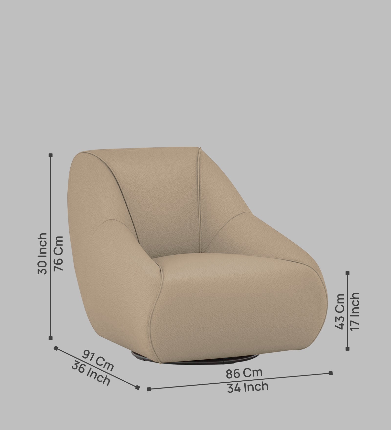 Willow Leatherette Swivel Chair In Tan Beige Colour - Febonic Living