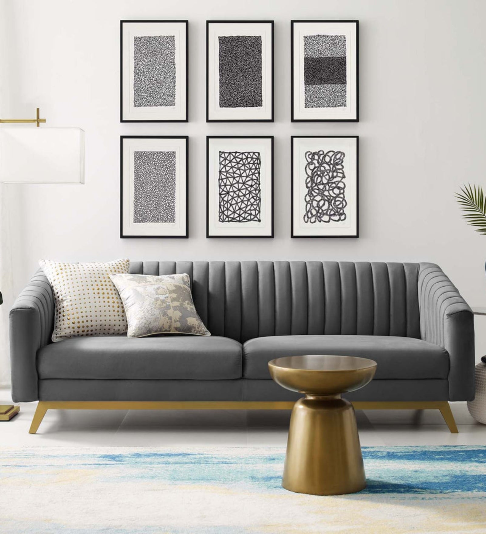 Grammy velvet 3 Seater Sofa In Davy Grey Colour - Febonic Living