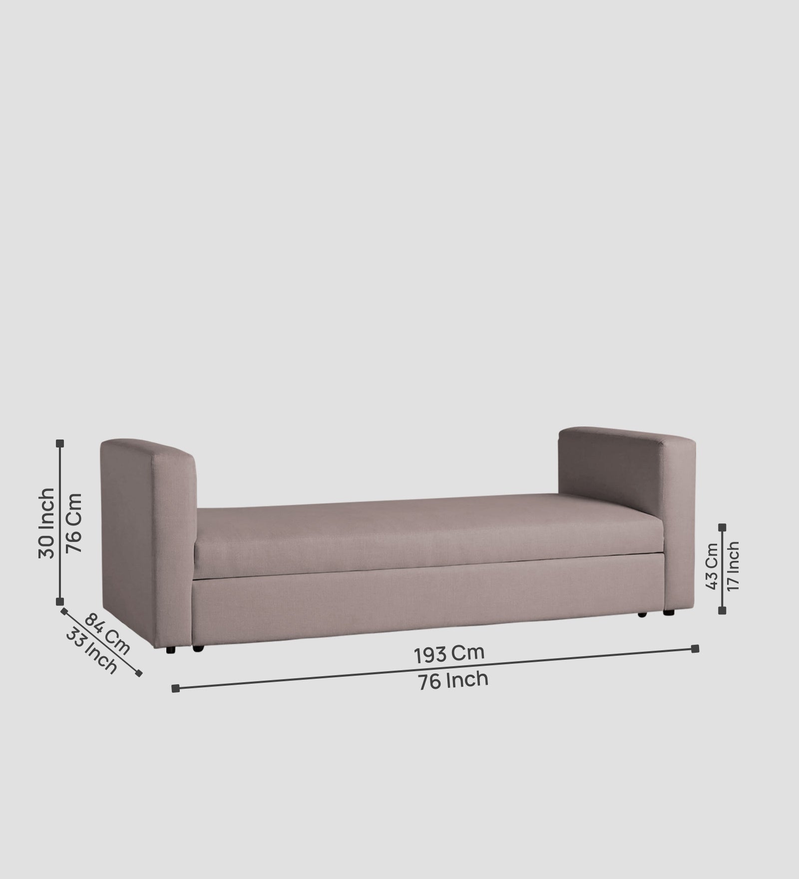 Tosy Fabric 3 Seater Pull Out Sofa Cum Bed In Almond Beige Colour - Febonic Living