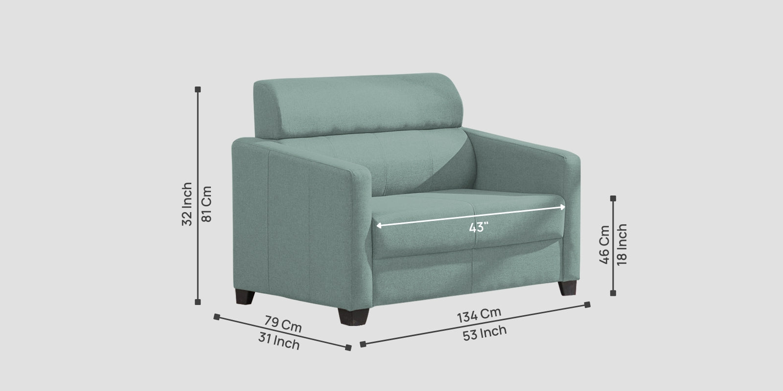 Devo Fabric 2 Seater Sofa In Suka Blue Colour - Febonic Living