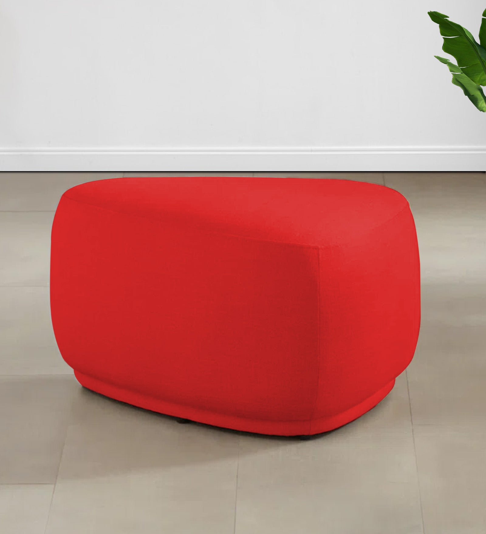 Nona Fabric Pouffe In Ruby Red Colour - Febonic Living