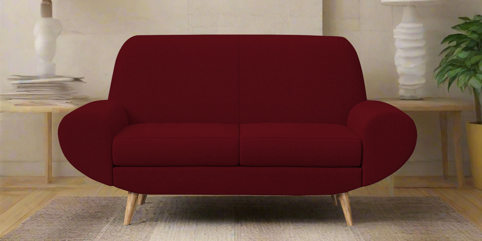 Jessy Fabric 2 Seater Sofa In Ruby Red Colour - Febonic Living