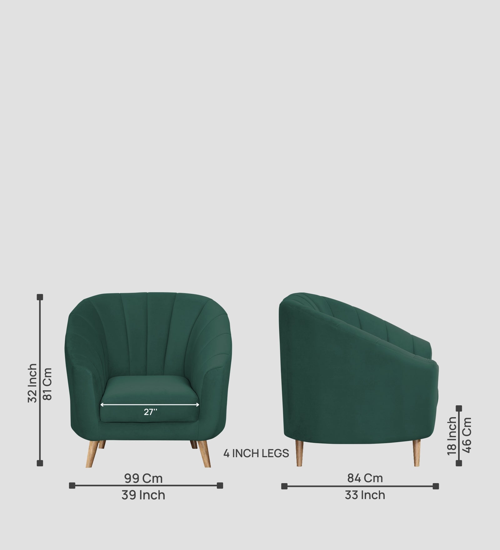 Kaylee Velvet 1 Seater Sofa In Amazon Green Colour - Febonic Living